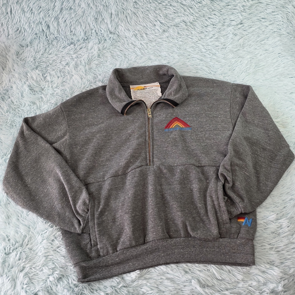 Aviator Nation Charcoal Grey Mountain Half-Zip Pullover Sweatshirt - Size M